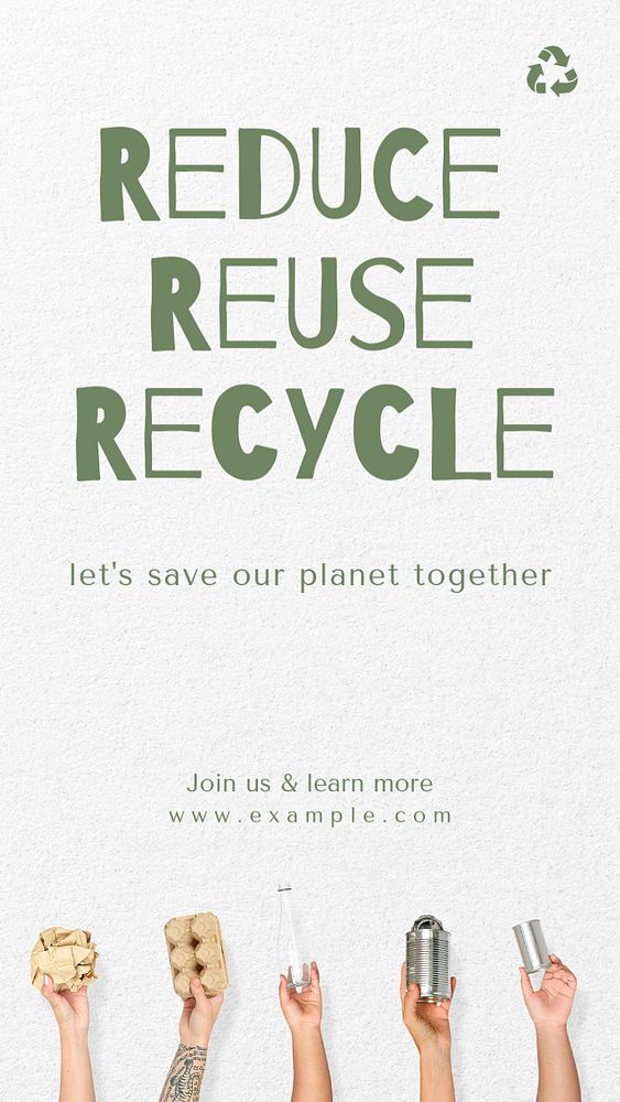 Reduce reuse recycle social story template, editable design