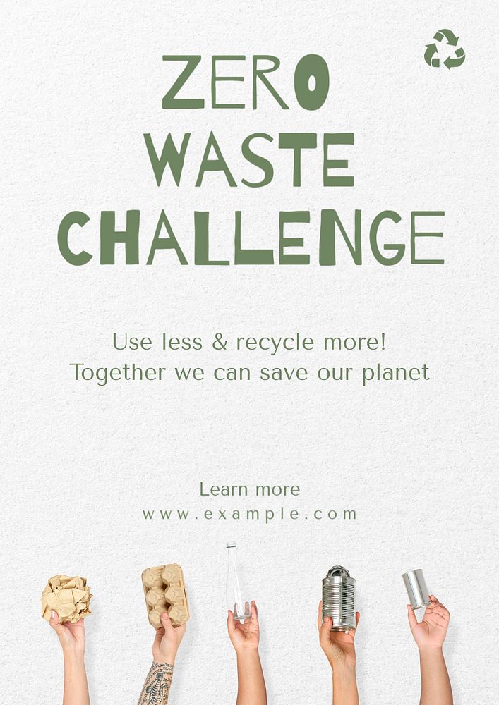 Zero waste challenge poster template, editable text