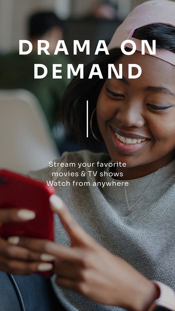 Movie streaming  Instagram story template, editable text