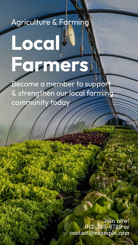 Local farmers community Instagram story template, editable text