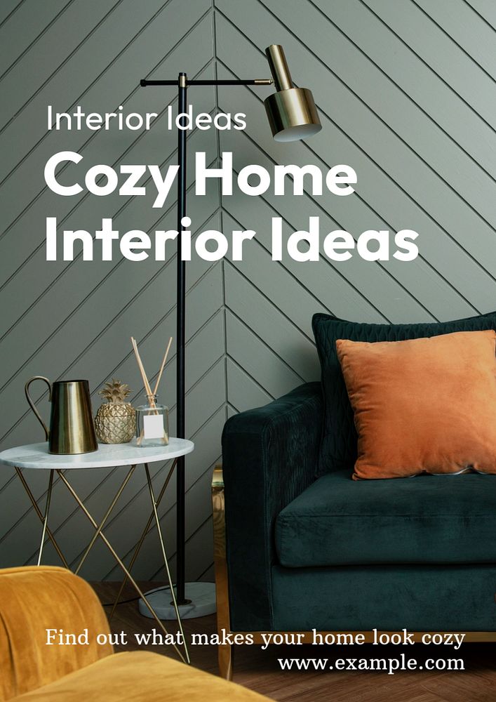 Interior ideas  poster template, editable text and design