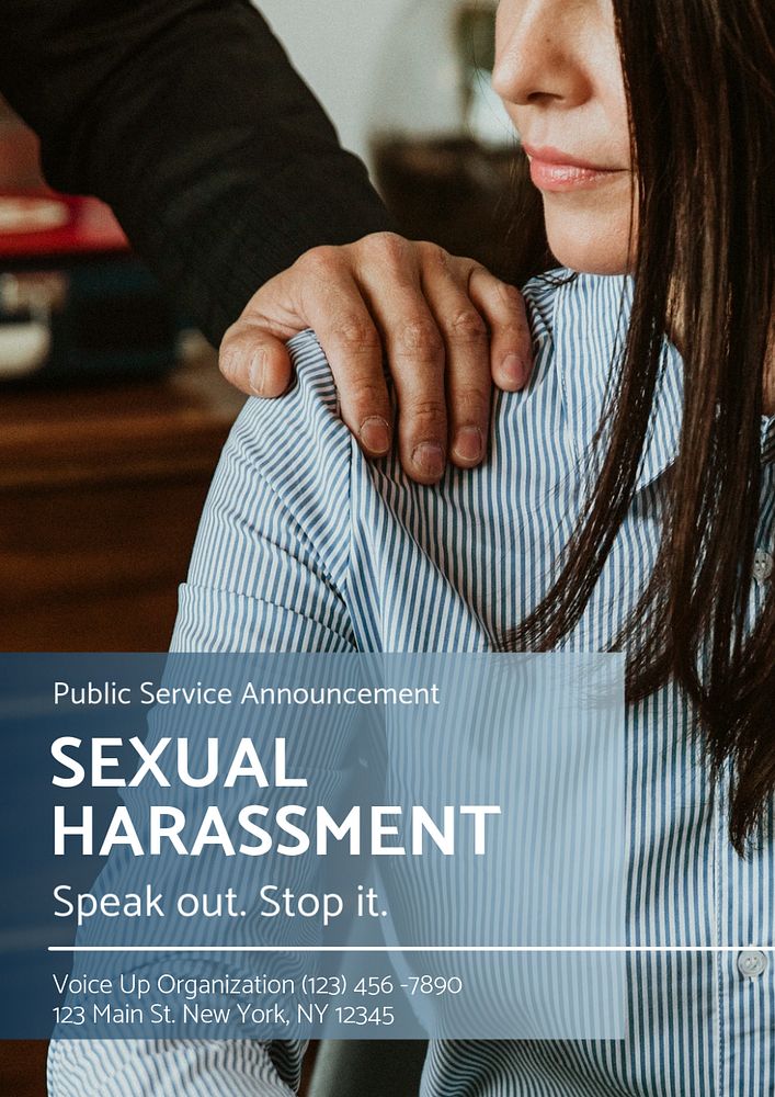 Sexual harassment  poster template, editable text and design