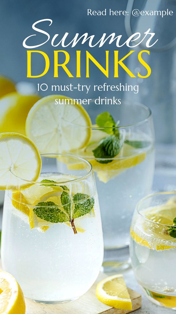 Summer drinks  Instagram story template, editable text