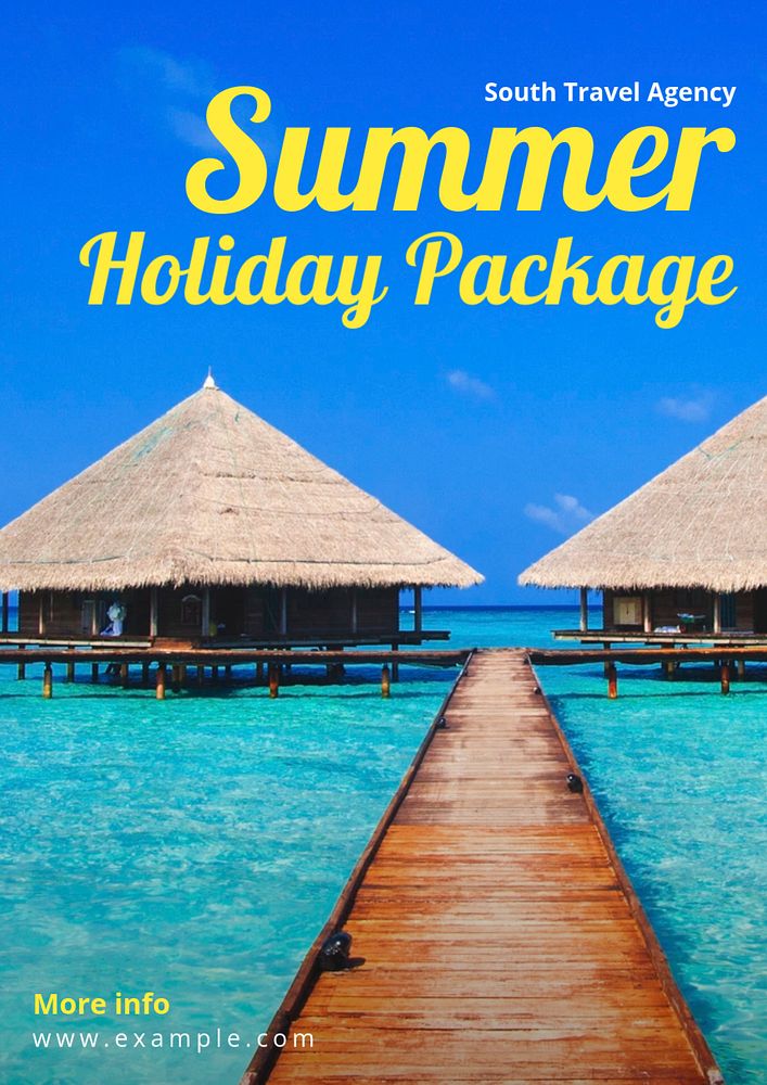 Travel package poster template, editable text and design