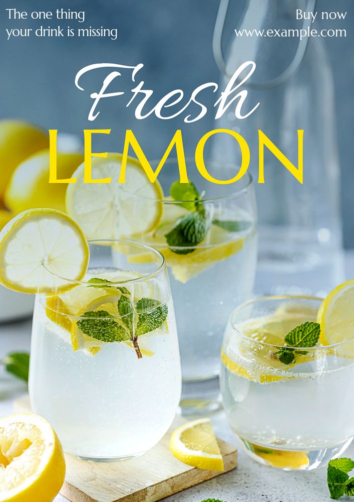 Fresh lemon  poster template, editable text and design