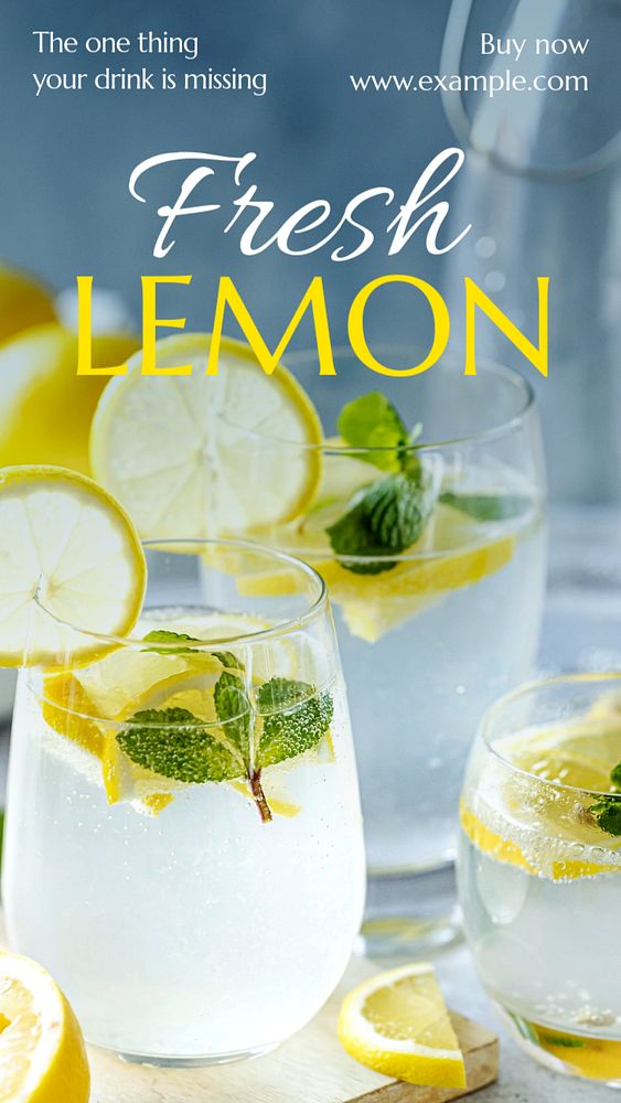 Fresh lemon  Instagram story template, editable text