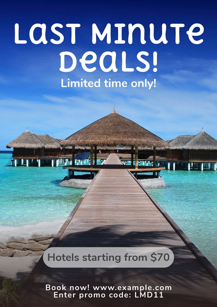 Hotel deals  poster template, editable text and design