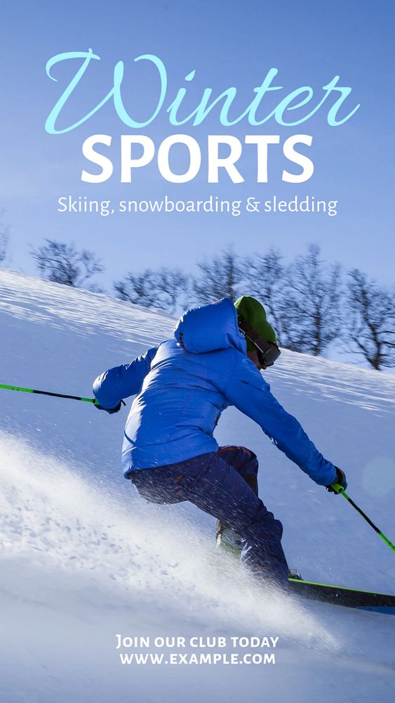 Winter sports Instagram story template, editable text