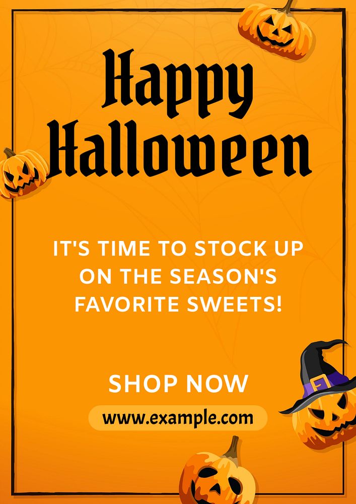 Happy Halloween poster template, editable text