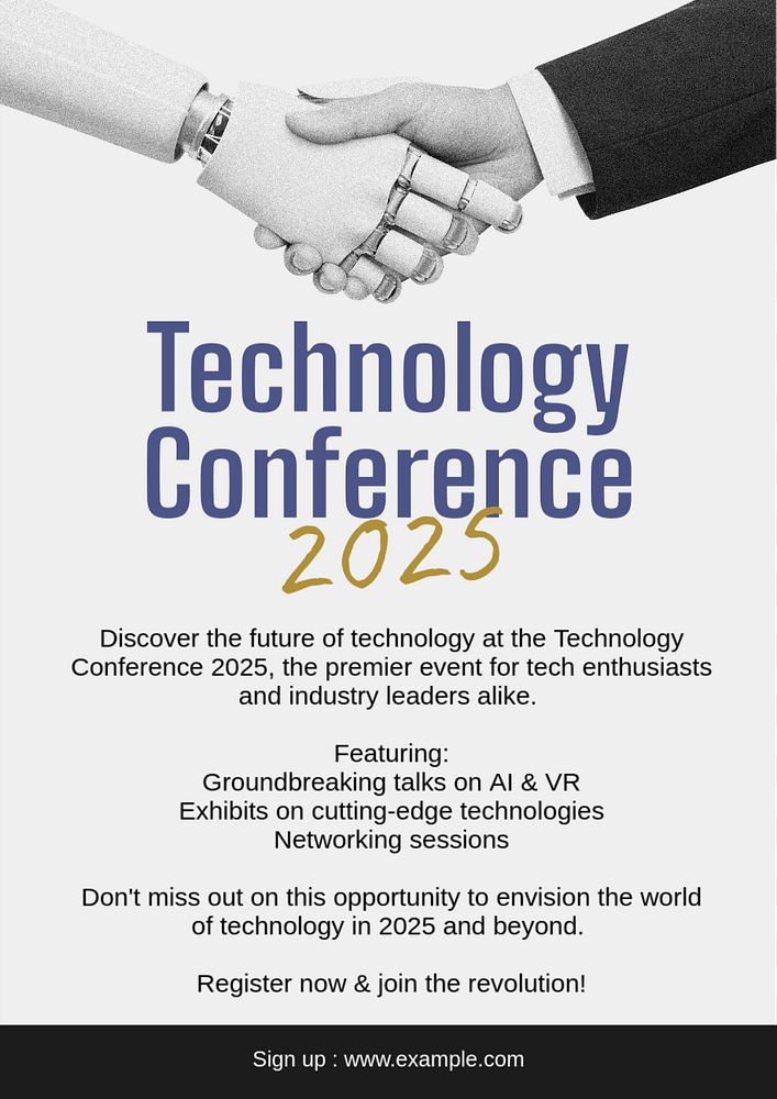 Technology conference 2025 poster template, editable text