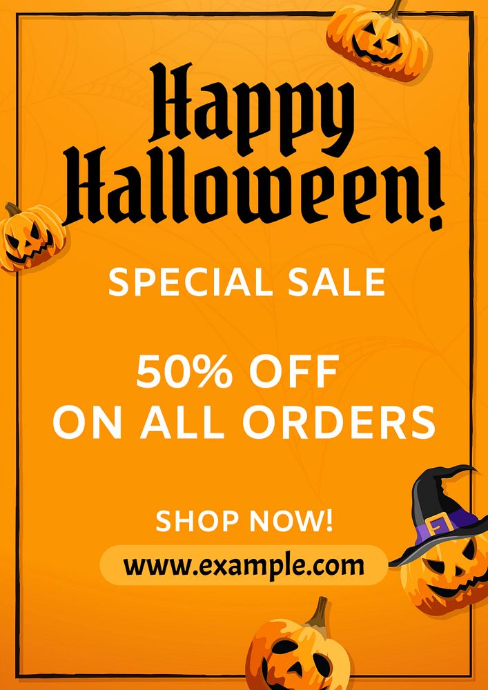 Halloween sale poster template, editable text