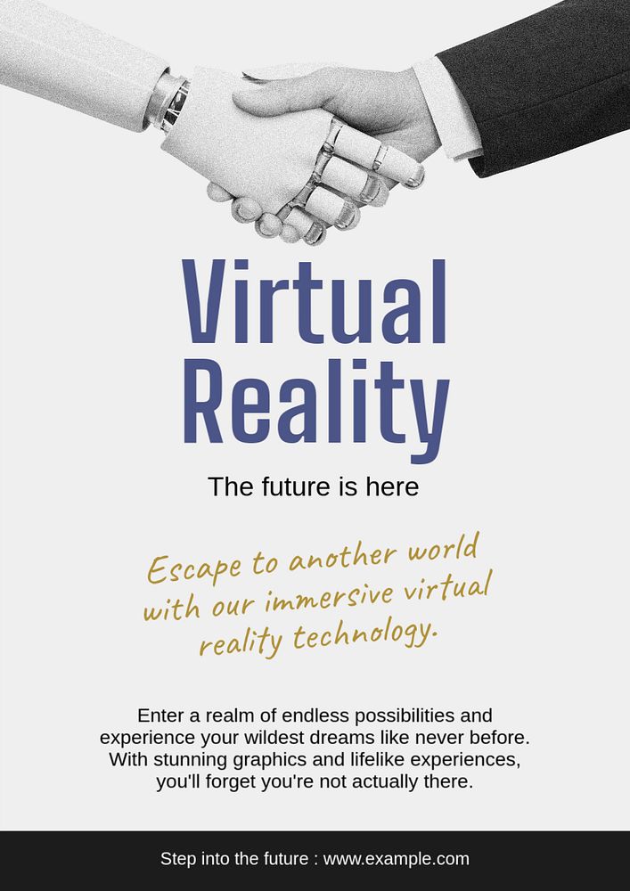 Virtual reality poster template, editable text