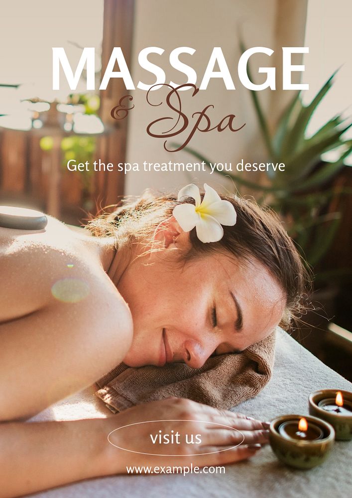 Massage & spa poster template, editable text and design