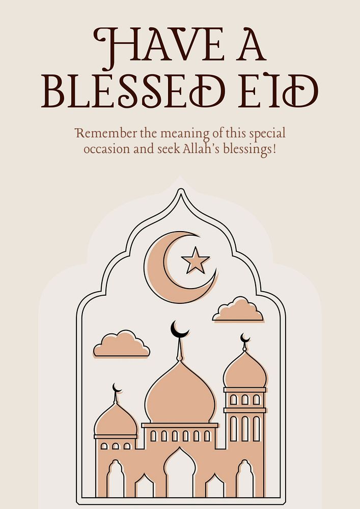 Eid Mubarak  poster template, editable text and design