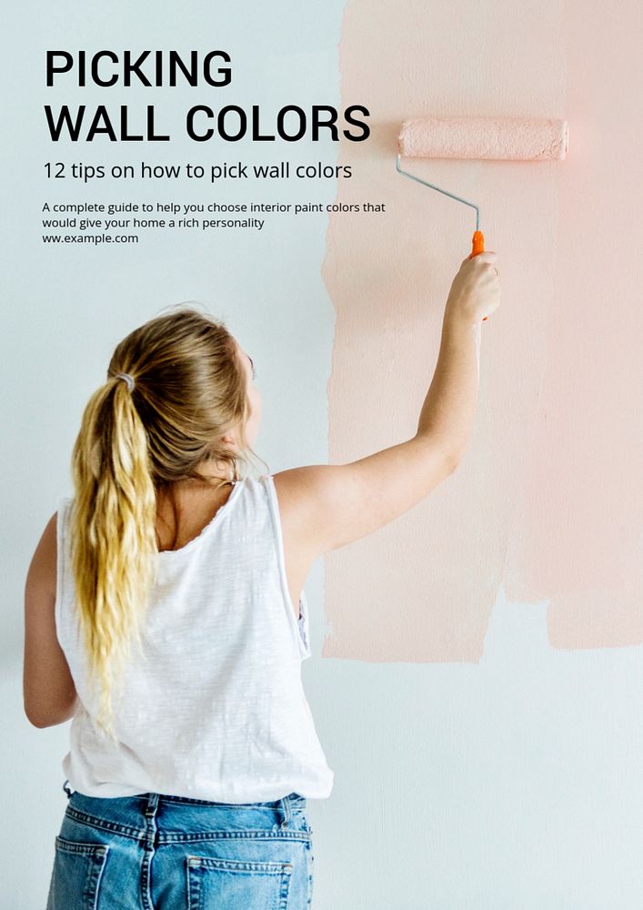 Wall colors poster template, editable text and design