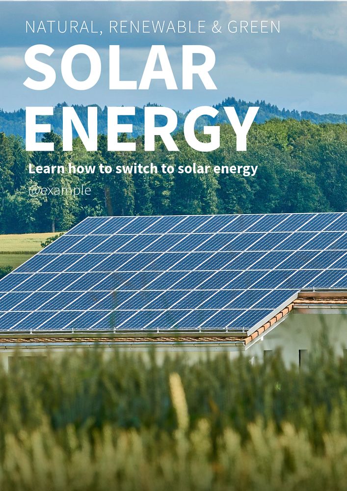 Solar energy  poster template, editable text and design