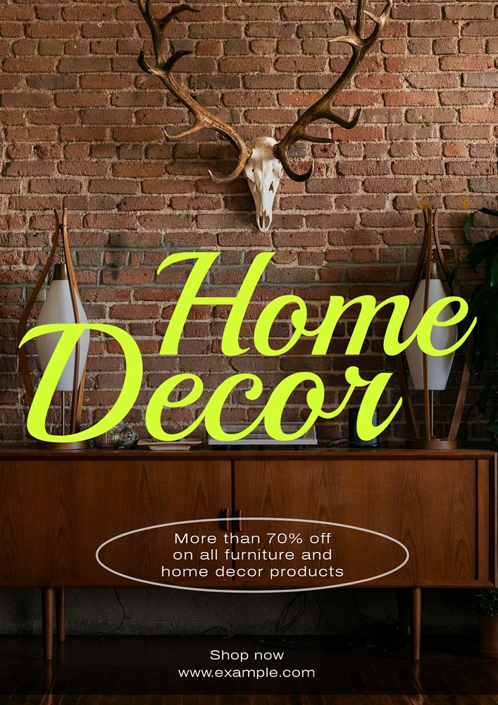 Home decor  poster template, editable text and design