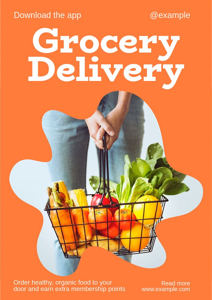 Grocery delivery  poster template, editable text and design