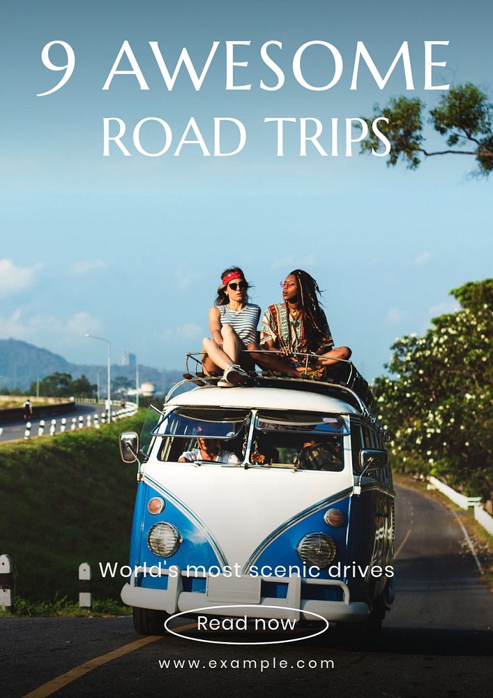 Awesome road trip  poster template, editable text and design