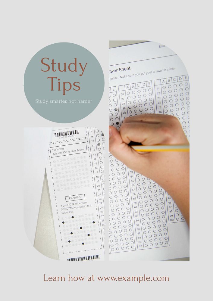 Study tips poster template, editable text and design