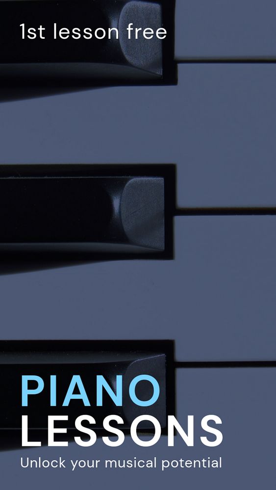 Piano lessons Instagram story template, editable text