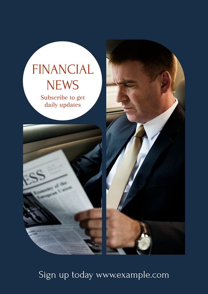 Financial news poster template, editable text and design