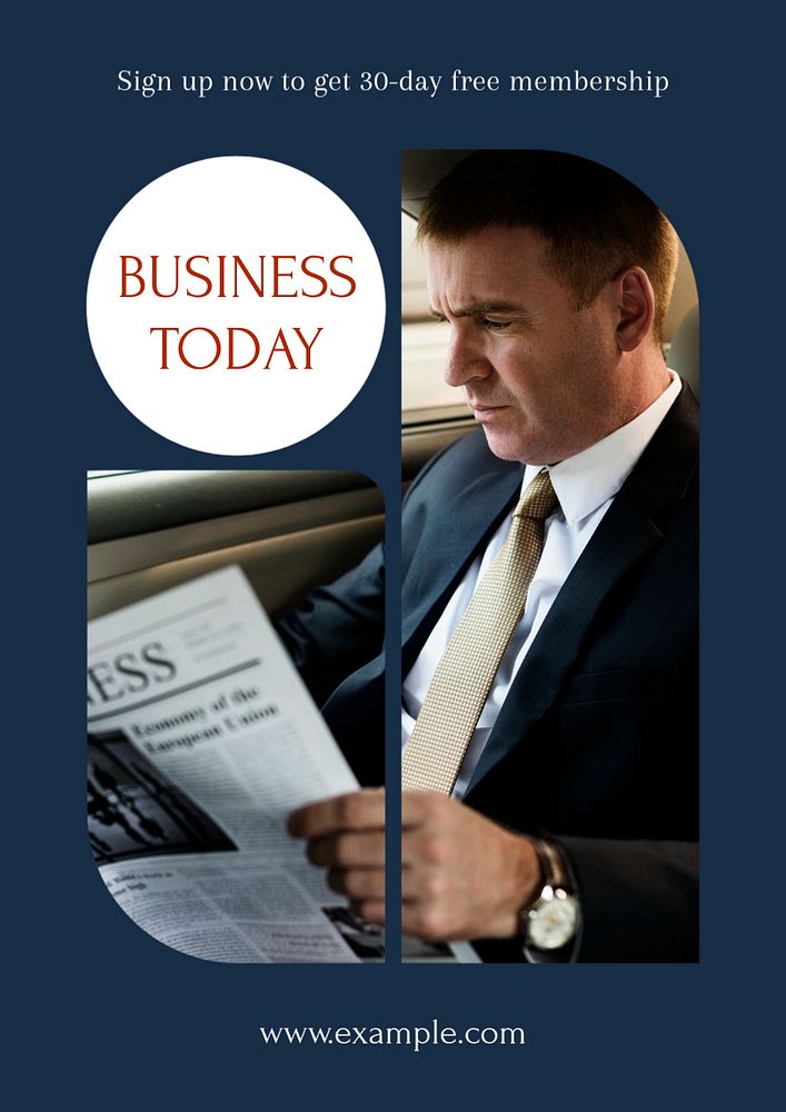 Business news poster template, editable text and design