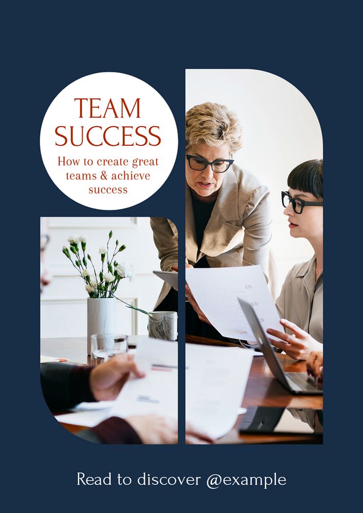 Team success poster template, editable text and design