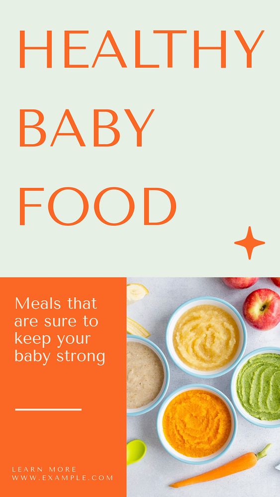 Healthy baby food  Instagram story template, editable text