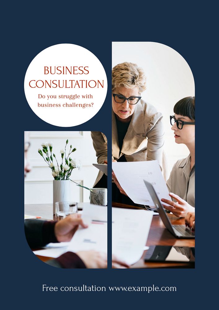 Business consultation poster template, editable text and design