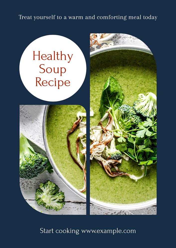 Healthy soup recipe poster template, editable text and design