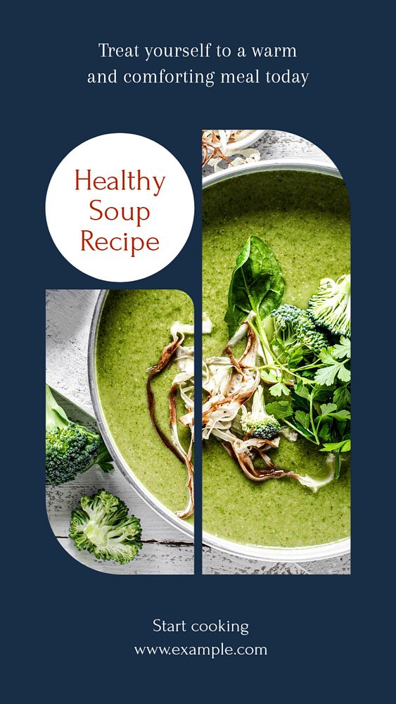 Healthy soup recipe Instagram story template, editable text