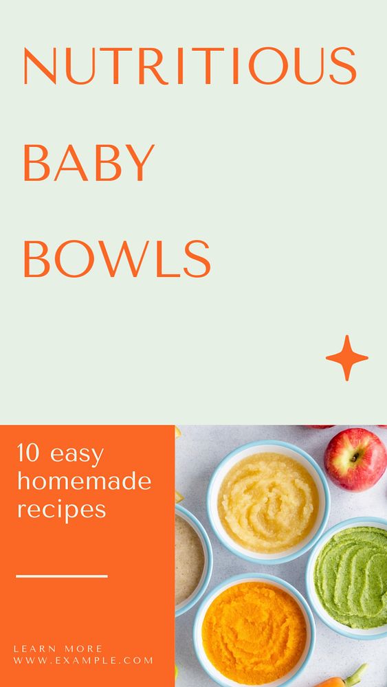 Nutritious baby food  Instagram story template, editable text