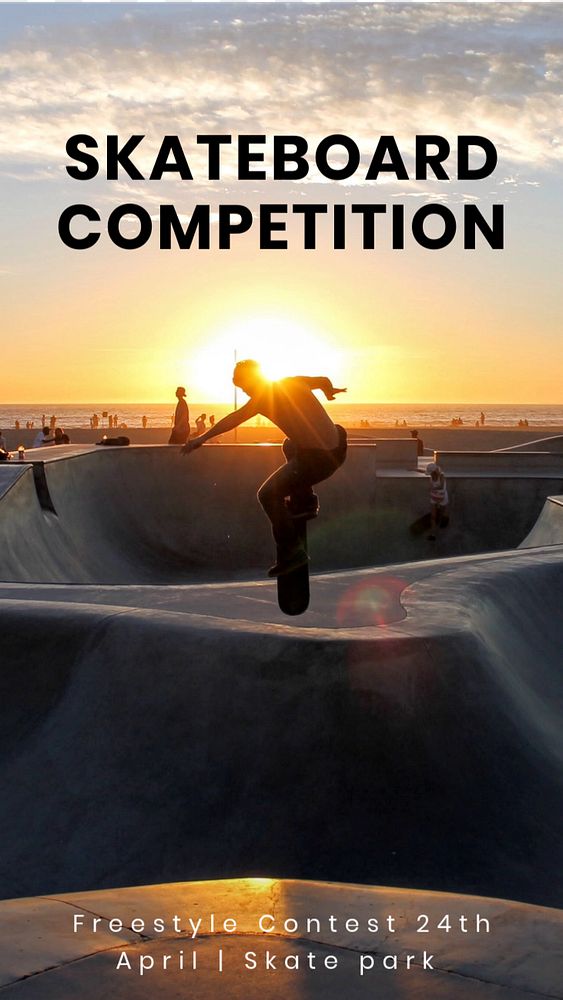 Skateboard competition  Instagram story template, editable text