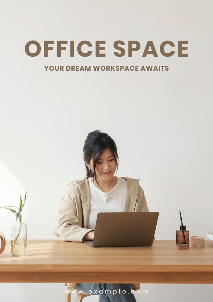 Office space  poster template, editable text and design