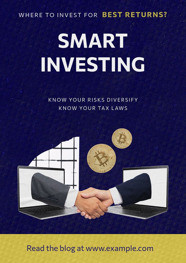 Smart investing poster template, editable text and design