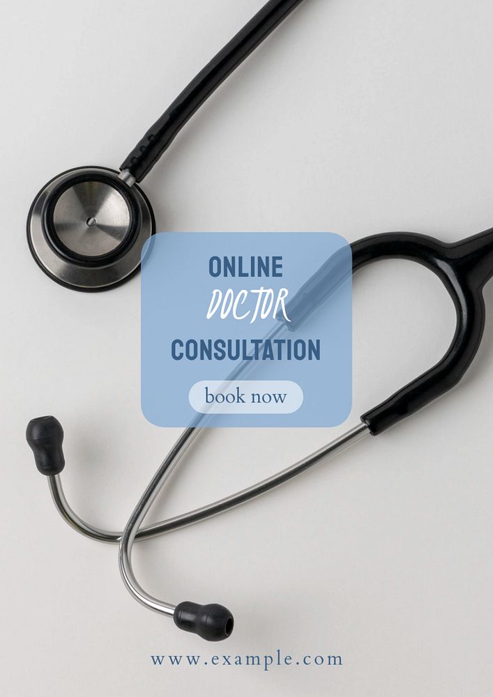 Online doctor consultation  poster template, editable text and design