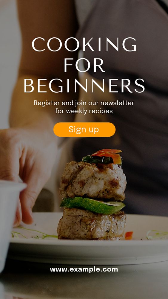 Cooking for beginners  Instagram story template, editable text