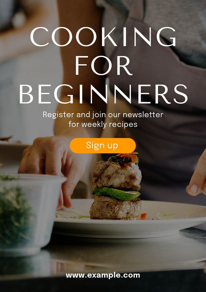 Cooking for beginners  poster template, editable text and design