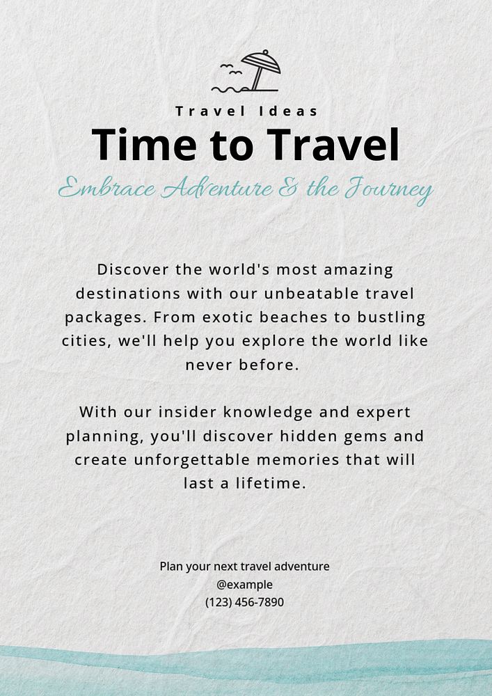 Travel poster template, editable text