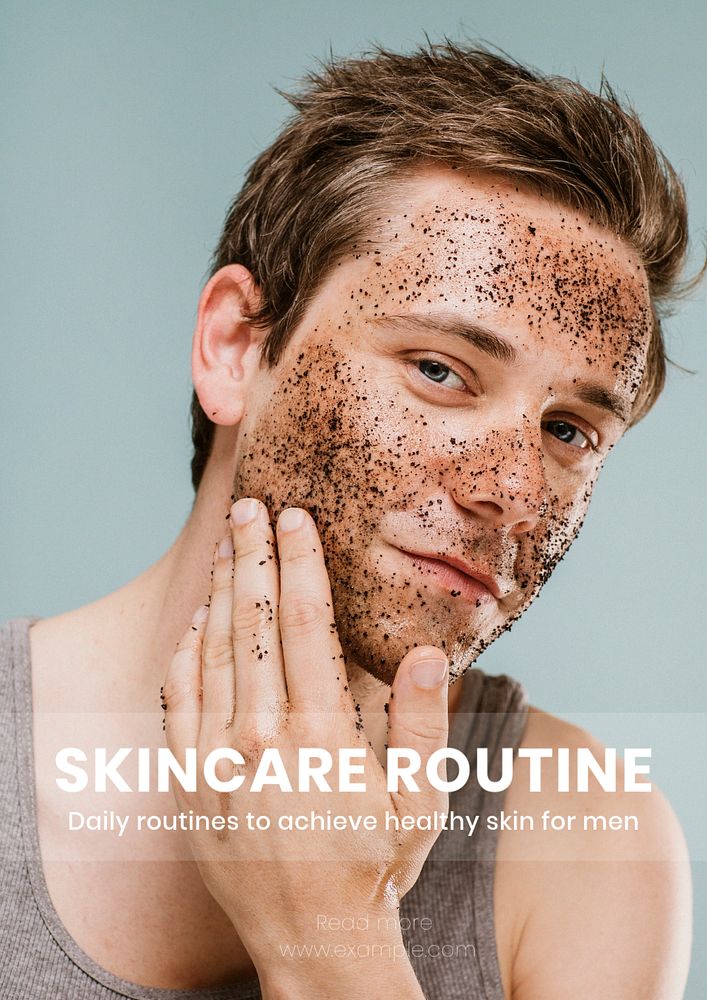 Skincare routine poster template, editable text and design