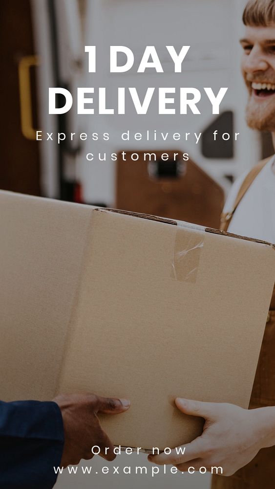 1 day delivery  Instagram story template, editable text