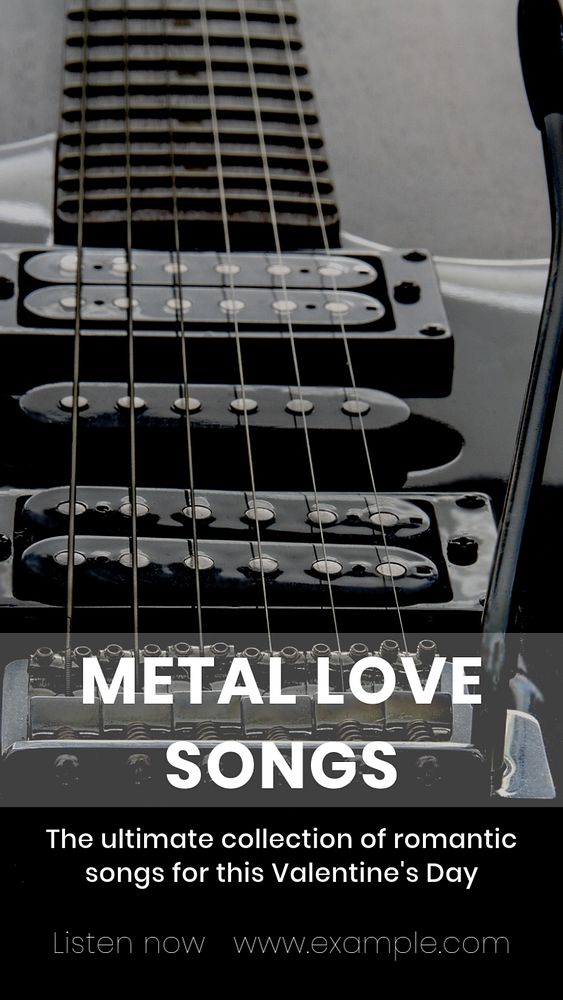 Metal love song  Instagram story template, editable text