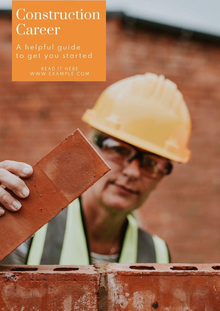 Construction career  poster template, editable text and design