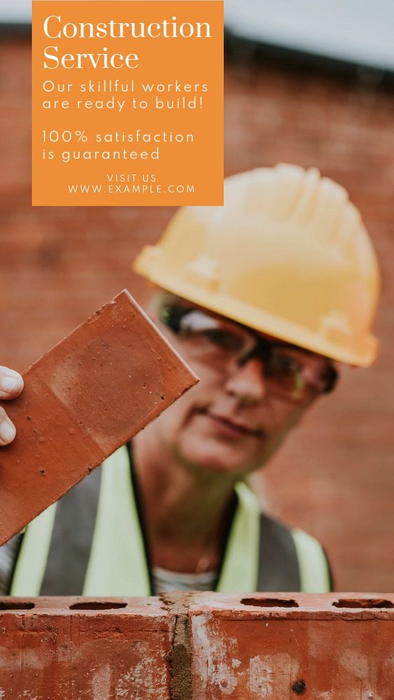 Construction service  Instagram story template, editable text