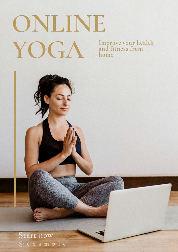 Online yoga poster template, editable text and design