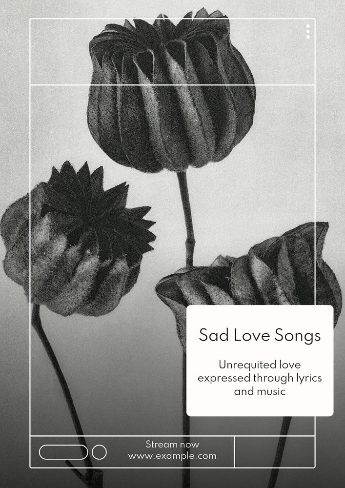 Sad love songs  poster template, editable text and design