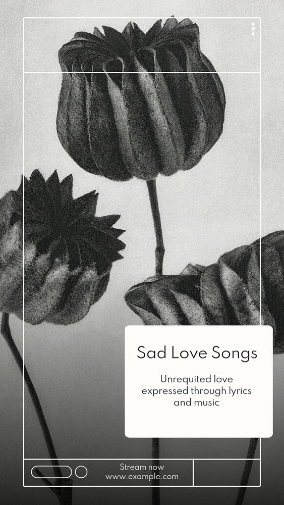 Sad love songs  Instagram story template, editable text