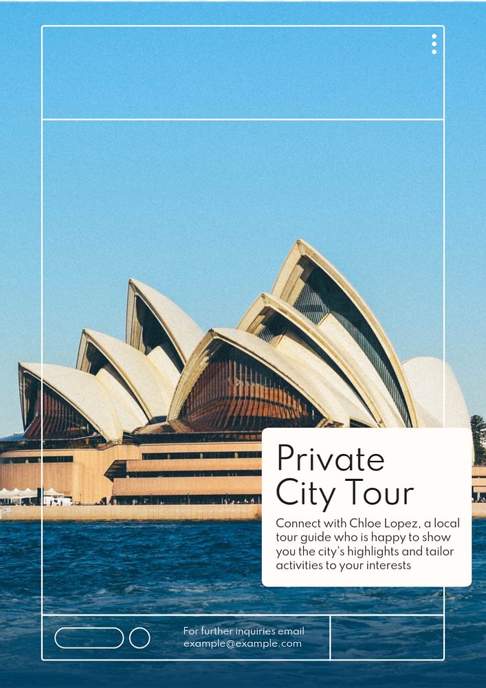 City tour guide poster template, editable text and design