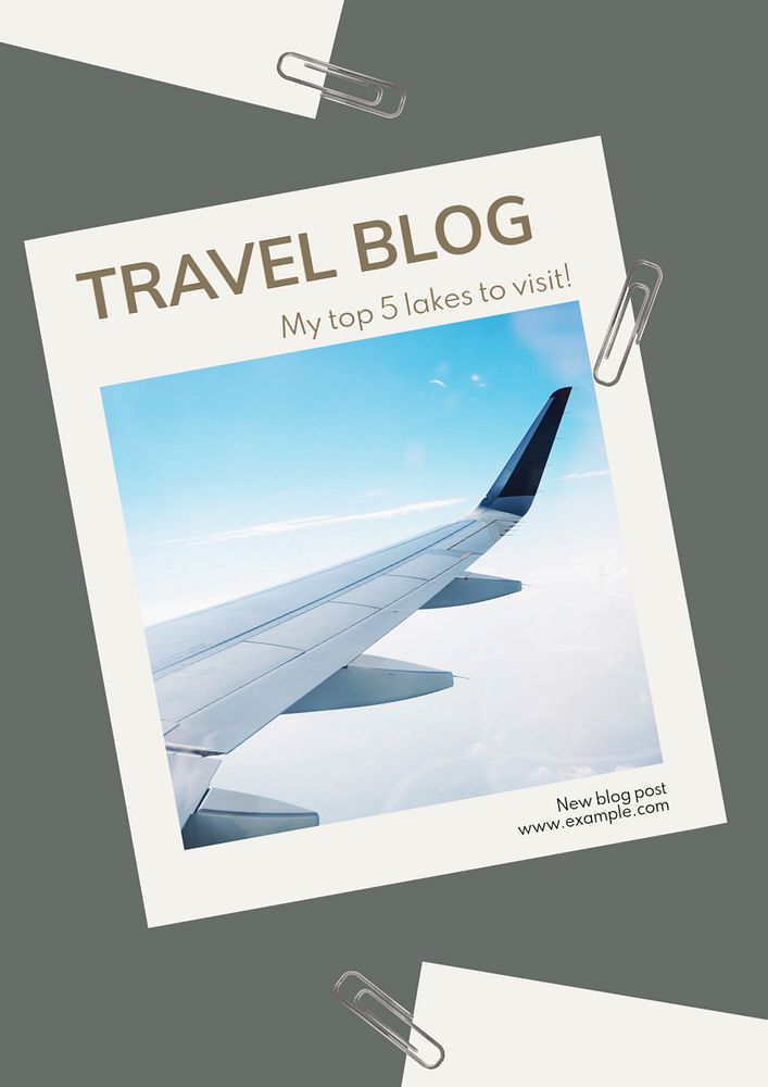 Travel blog  poster template, editable text and design